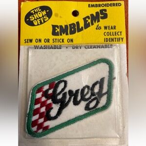 Emblems Patch 'The Show Offs' vintage 70s name Greg